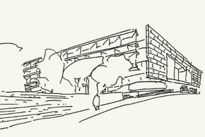 Croquis de l'architecture de la médiathèque François-Mitterrand