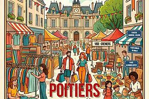 Visuel de la grande braderie de Poitiers ayant lieu le 12 et 13 juin dans le centre ville de Poitiers