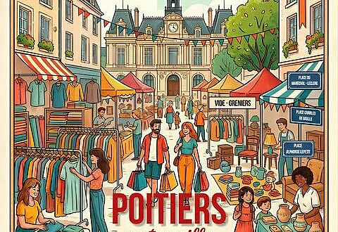Visuel de la grande braderie de Poitiers ayant lieu le 12 et 13 juin dans le centre ville de Poitiers