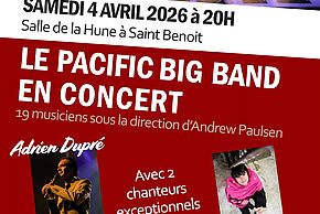 affiche du Concert Annuel Du Pacific Big Band avec Adrien Dupré