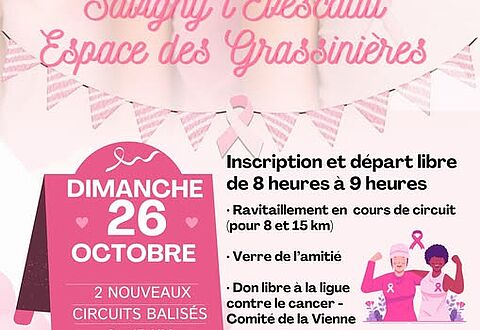 Affiche "Marche solidaire - Octobre Rose à Savigny L'Evescault"