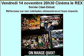 Affiche "Festival Alimenterre Ciné-Débat On mange quoi ?"